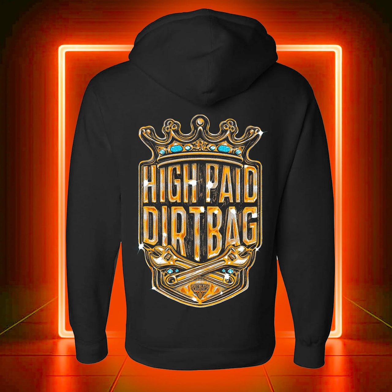 Ruthless Rednecks Royal Dirtbag Heavyweight 10 oz Long Sleeve Hoodie- Black