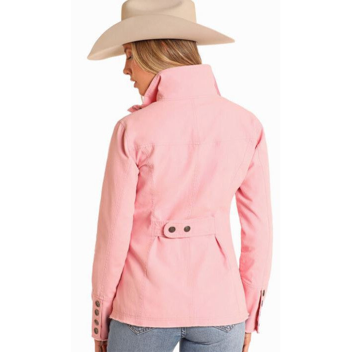 Powder River  Women's Long Sleeve Cotton Canvas Jacket- Powder Pink