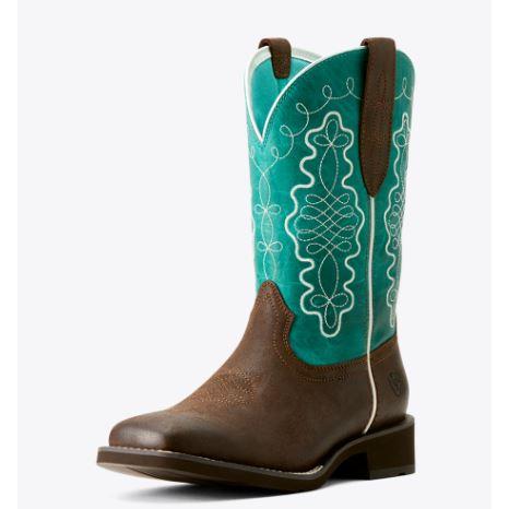 Ariat Women's Wide Square Toe Western Boot- Worn Hickory
