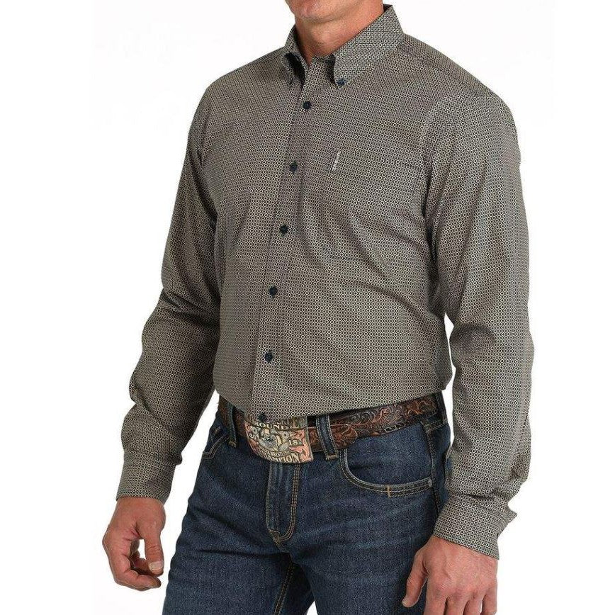 Cinch Men's Long Sleeve Plaid Button Down Western Shirt- Brown