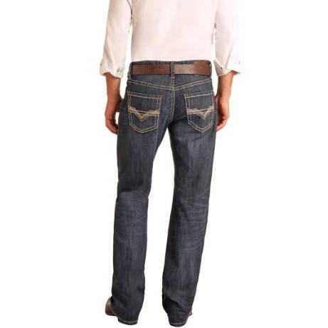 Rock & Roll Men's Double Barrel Relaxed Straight Jean-Dark Wash