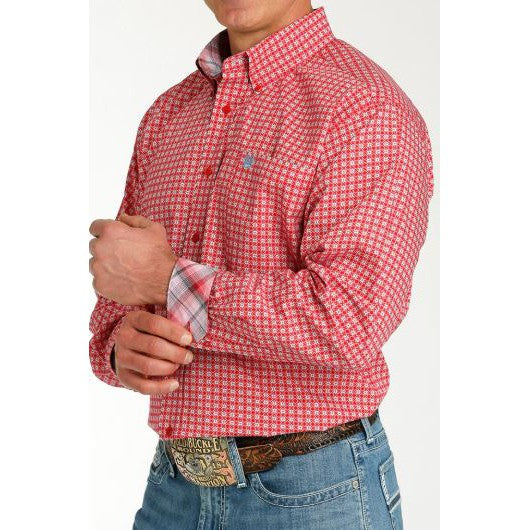 Cinch Men's Long Sleeve Medallion Shirt - Red