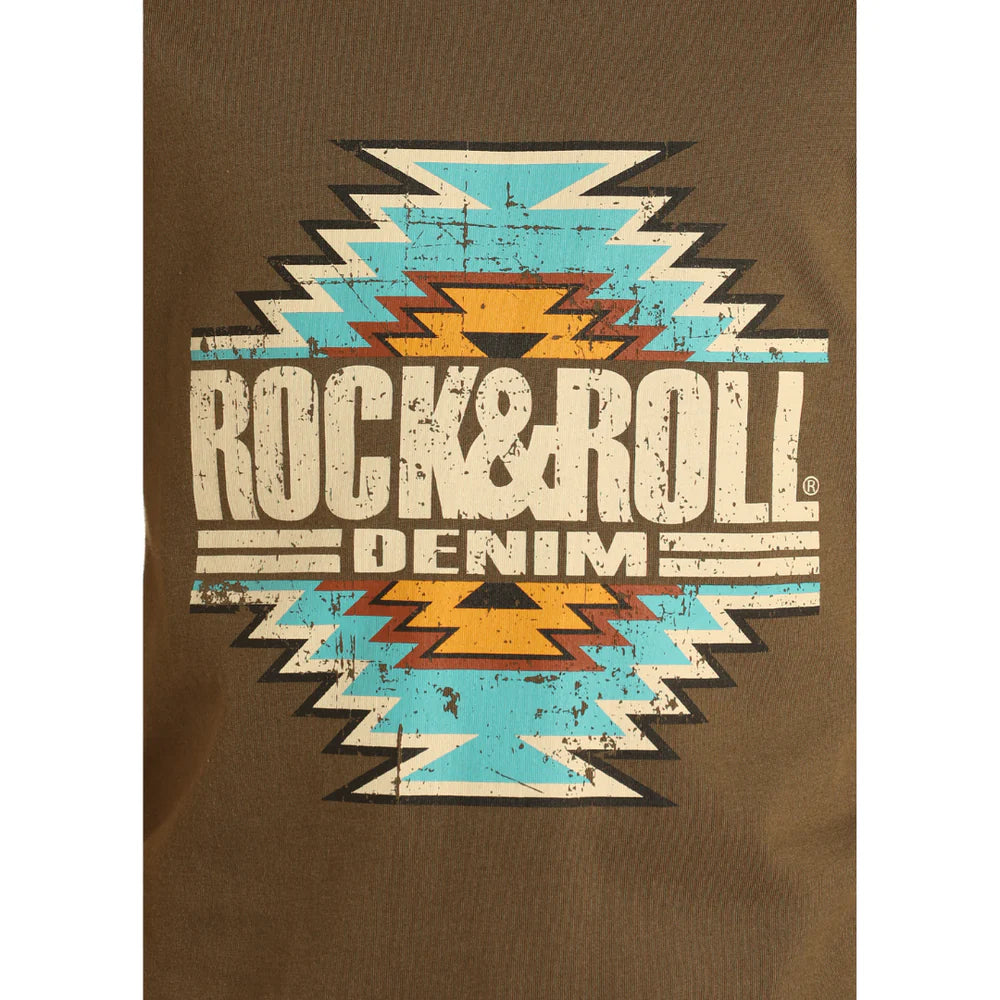 Rock & Roll Boy's Graphic T-Shirt - Aztec - Forest Green