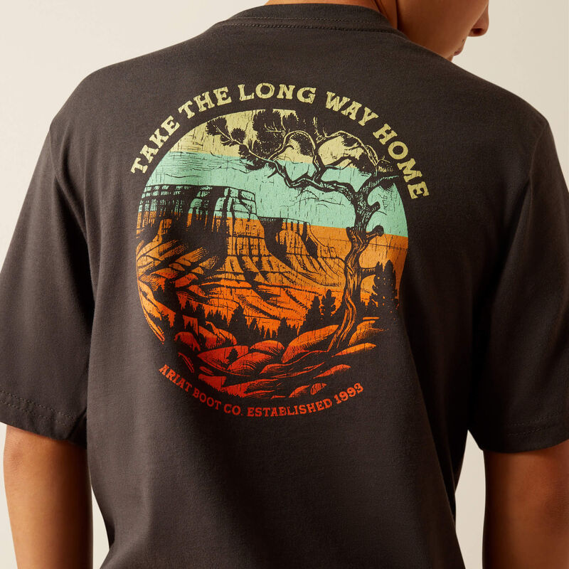 Ariat Boy's Short Sleeve Take the Long Way Tee Shirt- Vintage Black