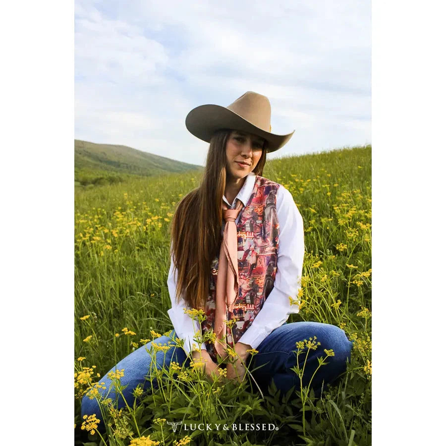 Lucky & Blessed Cowgirl Collage Printed Vest