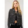 Blue B - Women's Boot Stitch Denim Trucker Jacket - Black