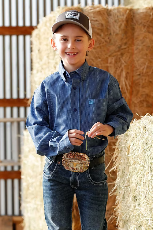 Cinch Boys Long Sleeve Shirt- Royal Blue