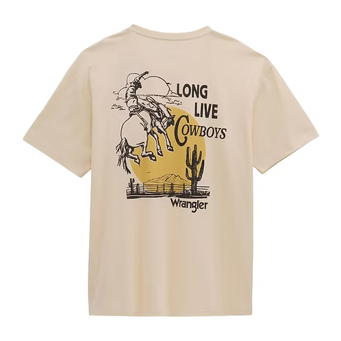Wrangler Men's Short Sleeve Soaring Cowboy Vintage Fit Tee Shirt- Antique White