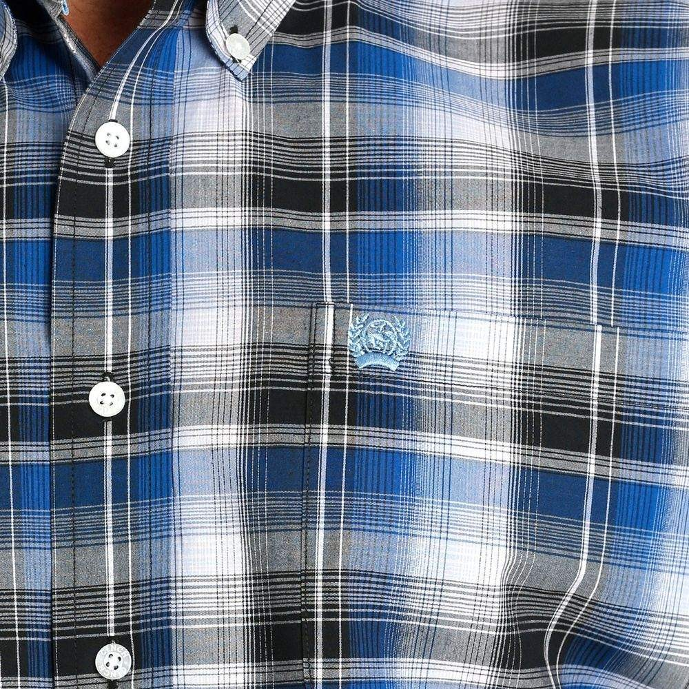 Men's Cinch Long Sleeve Checkered Shirt - Royal Blue