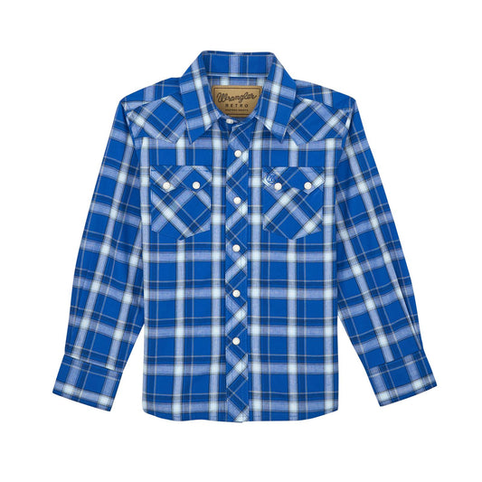 Wrangler Boy's Wrangler Retro Long Sleeve Shirts - True Blue