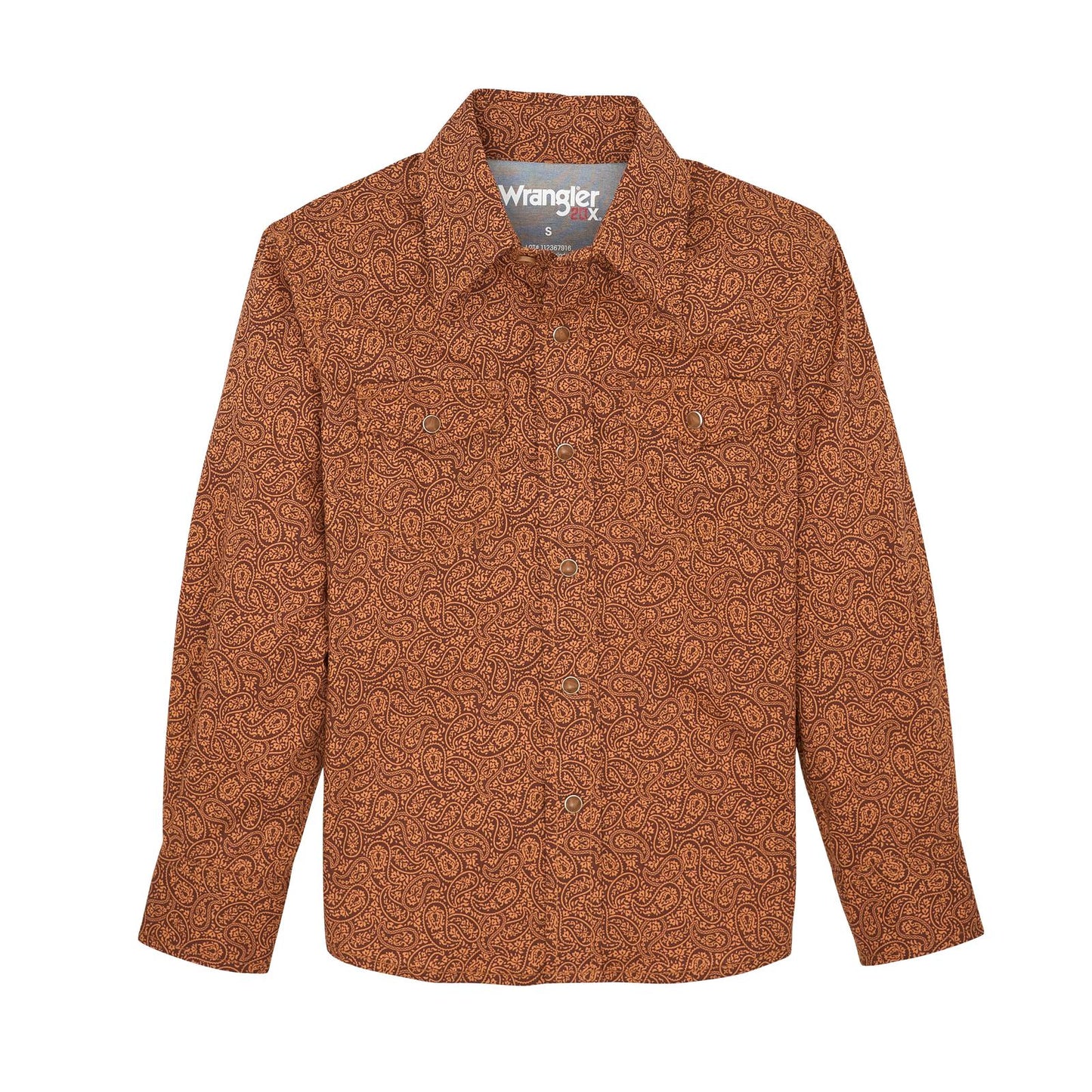 Wrangler Boy's 20X Advanced Comfort Long Sleeve Shirt - Rustic Brown