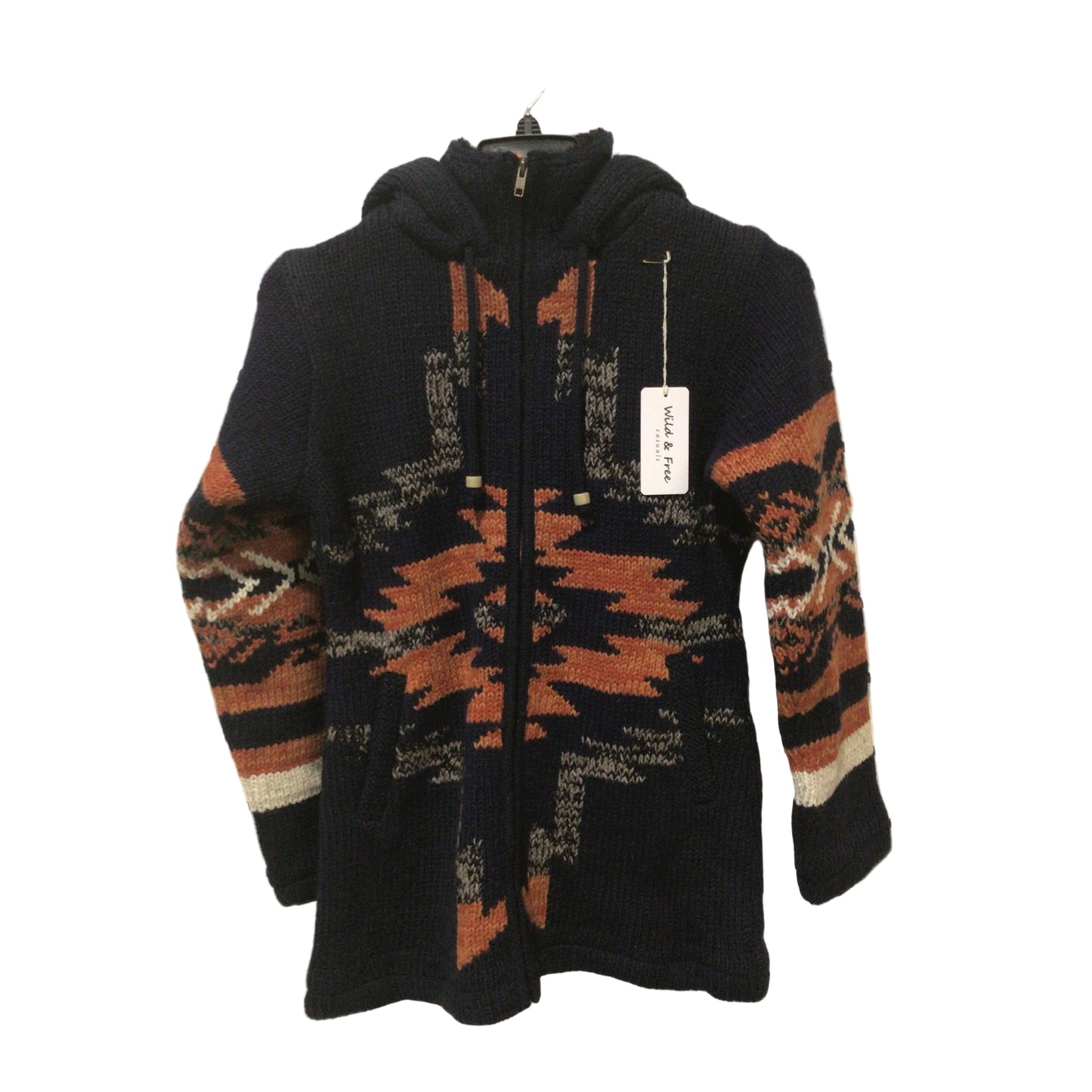 Wild & Free Unisex Wool Sweater Blue Aztec