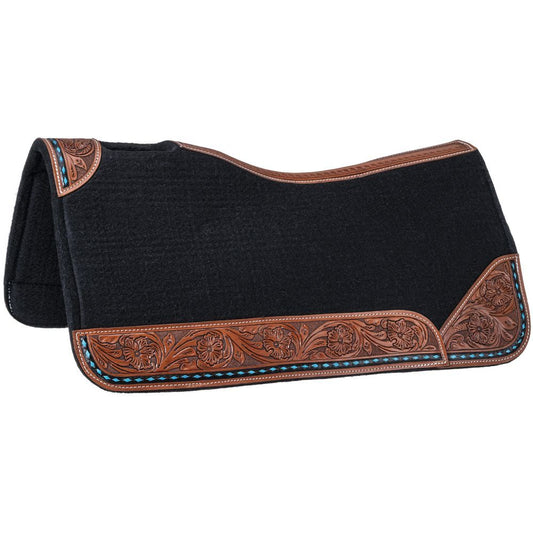 Tough 1 Ranahan Felt Saddle Pad  - Turquoise Buckstitch/Black