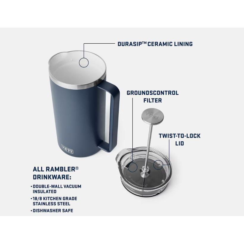 Yeti Rambler™ 1.9L French Press w/Twist-to-Lock French Press Lid - Tropical Pink