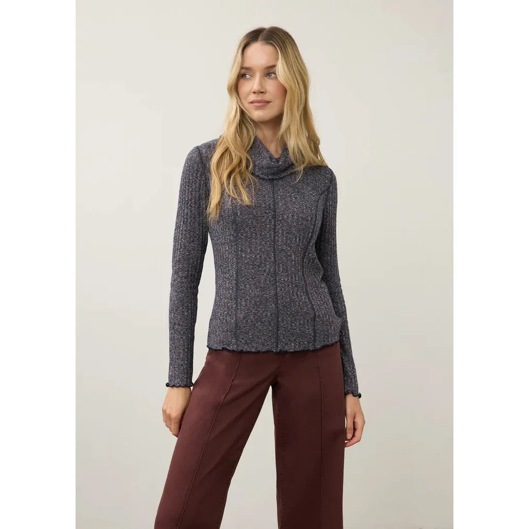 FDJ Women's Cowl Neck Long Sleeve Top - Grove Marl