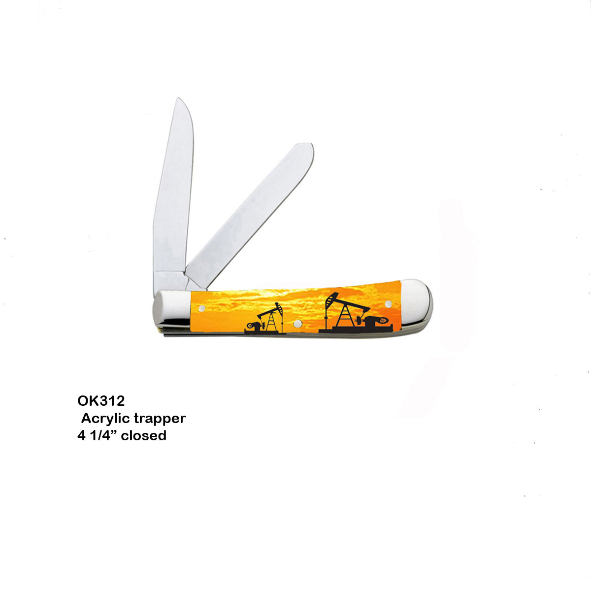 Circle SH Acrylic Trapper Folding Knife - Pumpjack Design