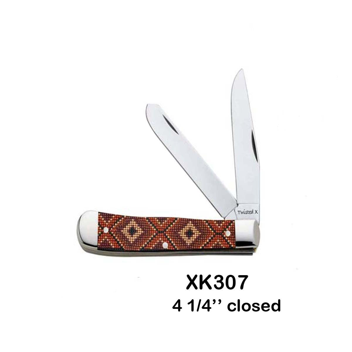 Twisted X Navajo Trapper Folding Knife - Brown/Red
