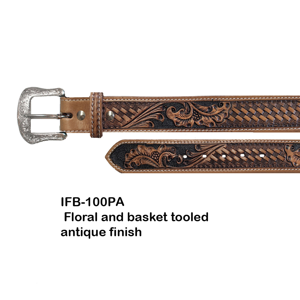 Ranger Belt Co. Men's Belt Floral and Basketweave Belt - Brown/Black - Irvine Tack & Western Wear