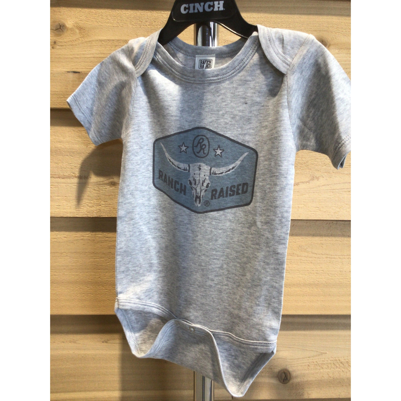 Ranch Raised Longhorn Onesie-Black/Grey