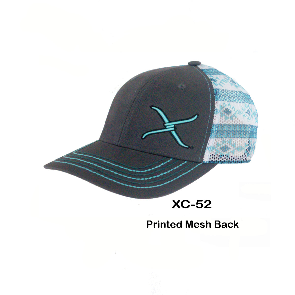 Twisted X Ball Cap - Grey w/Blue Southwestern Print