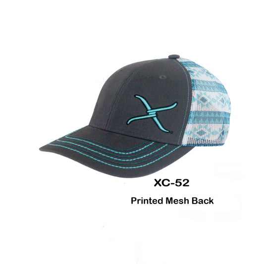 Twisted X Ball Cap - Grey w/Blue Southwestern Print
