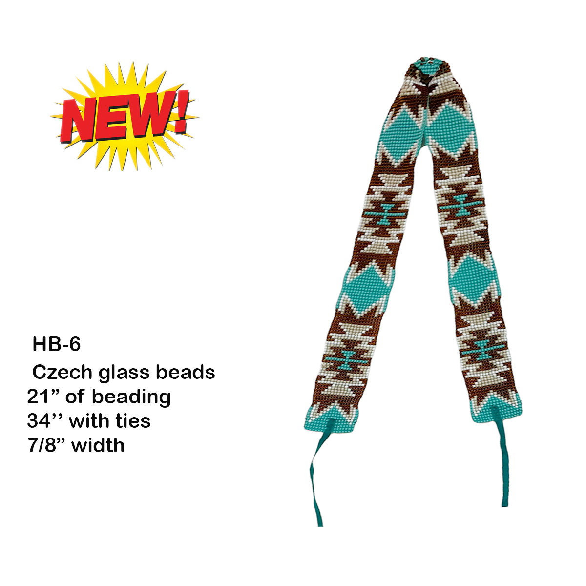 Western Fashion Czech Glass Beaded Hatbands w/Ties