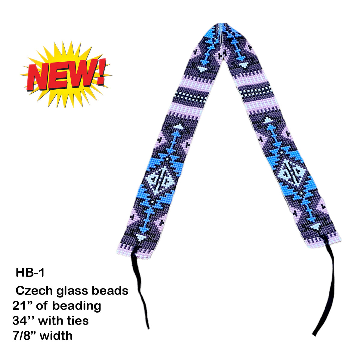 Western Fashion Czech Glass Beaded Hatbands w/Ties