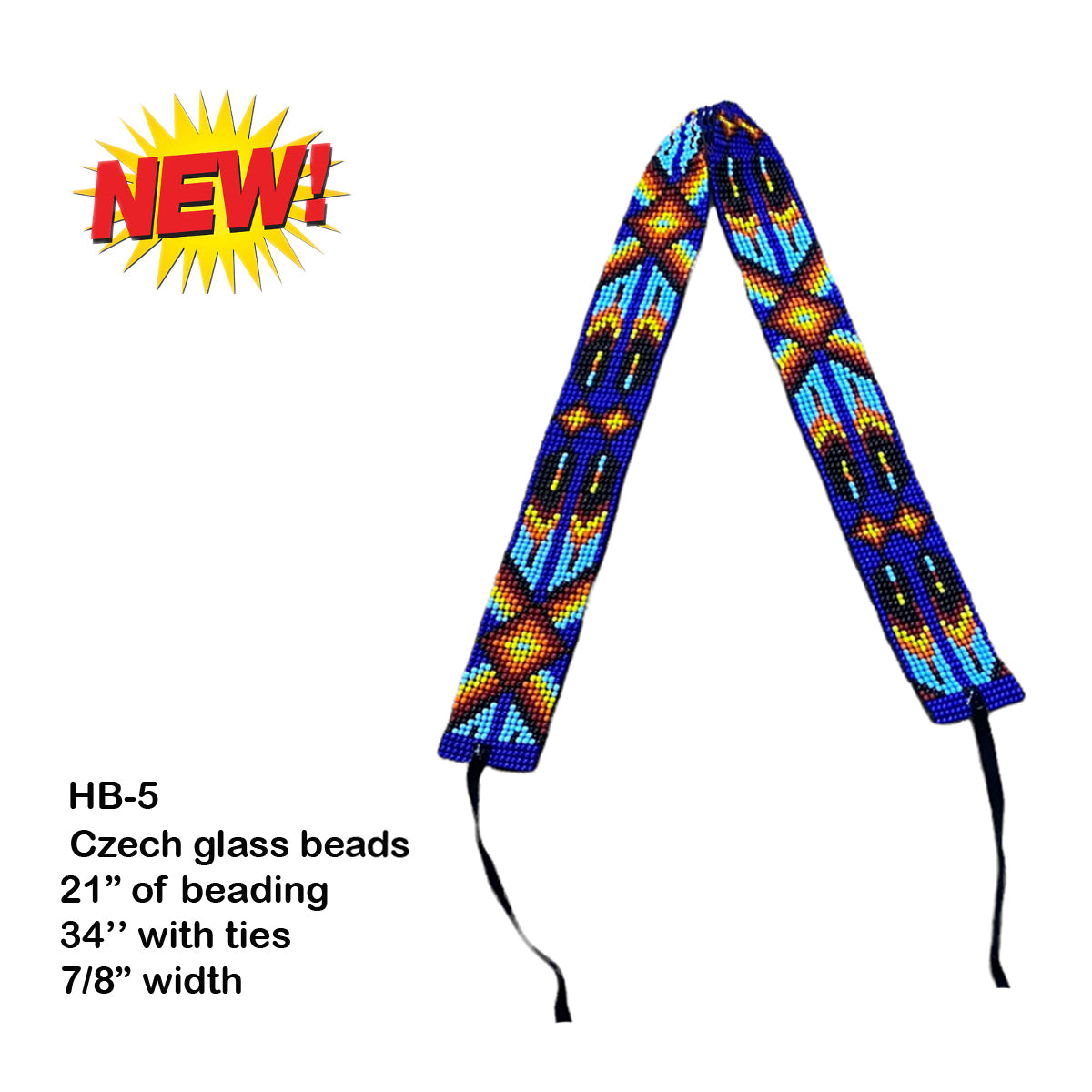 Western Fashion Czech Glass Beaded Hatbands w/Ties