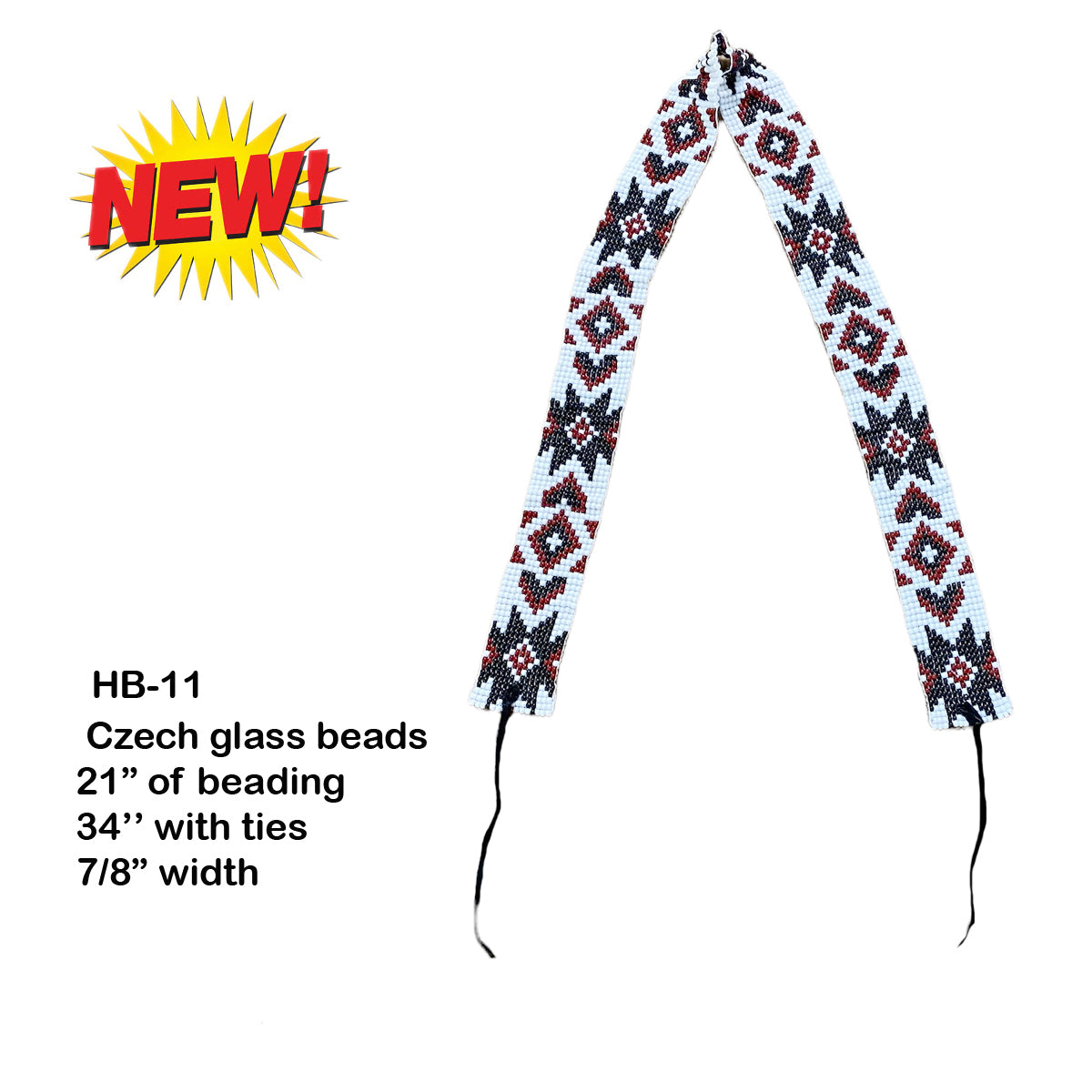 Western Fashion Czech Glass Beaded Hatbands w/Ties