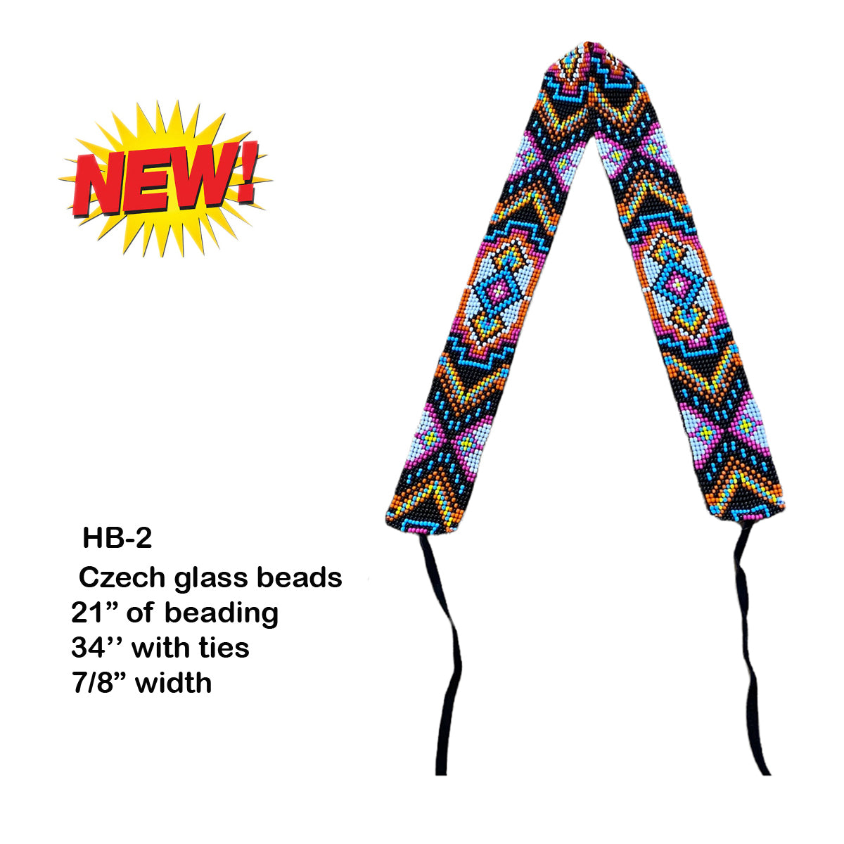 Western Fashion Czech Glass Beaded Hatbands w/Ties