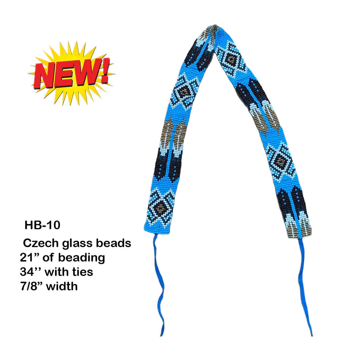 Western Fashion Czech Glass Beaded Hatbands w/Ties