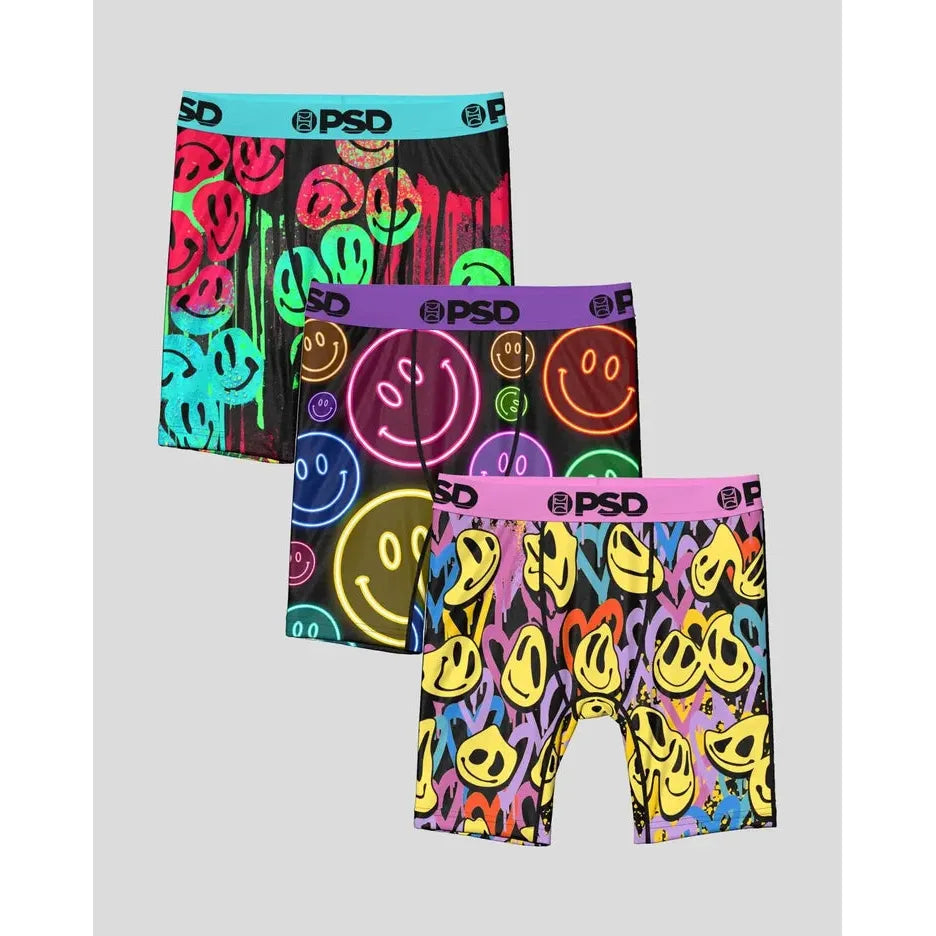 PSD Underwear Boy's Smiley Glow 3 Pack Underwear - Multicolour