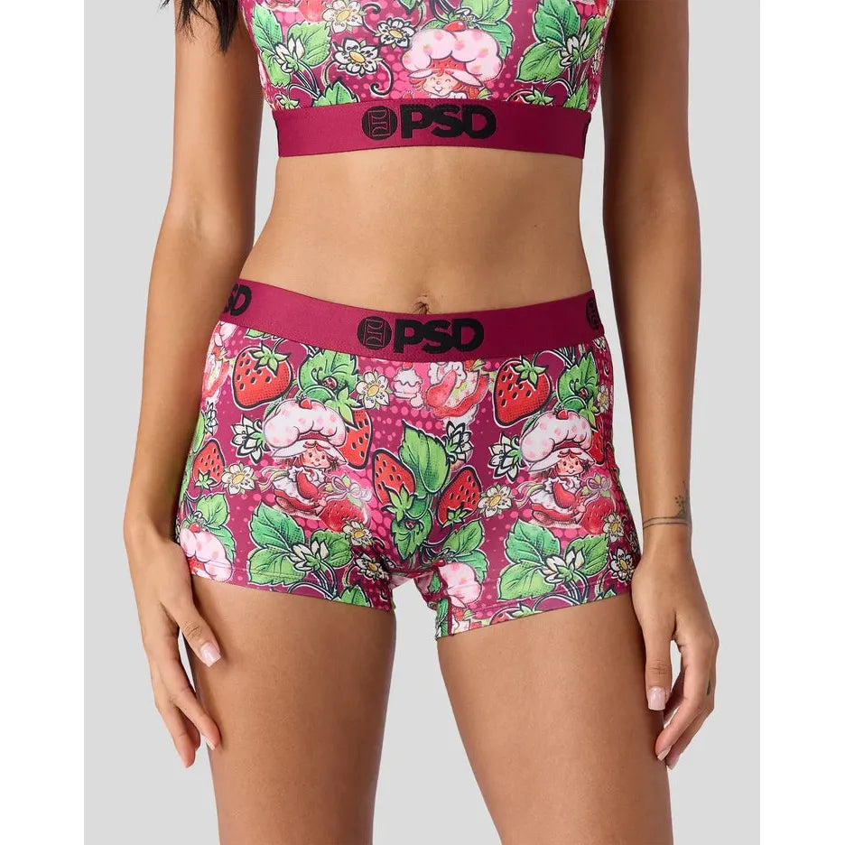 PSD Undergarments Women's Strawberry Shortcake  Boy Shorts - Dark Berry