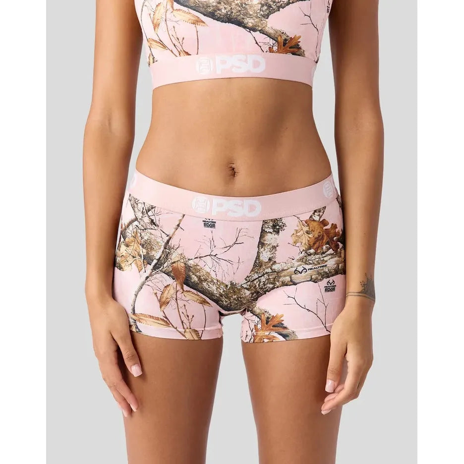 PSD Undergarments Women's Realtree Boy Shorts - Edge Pink