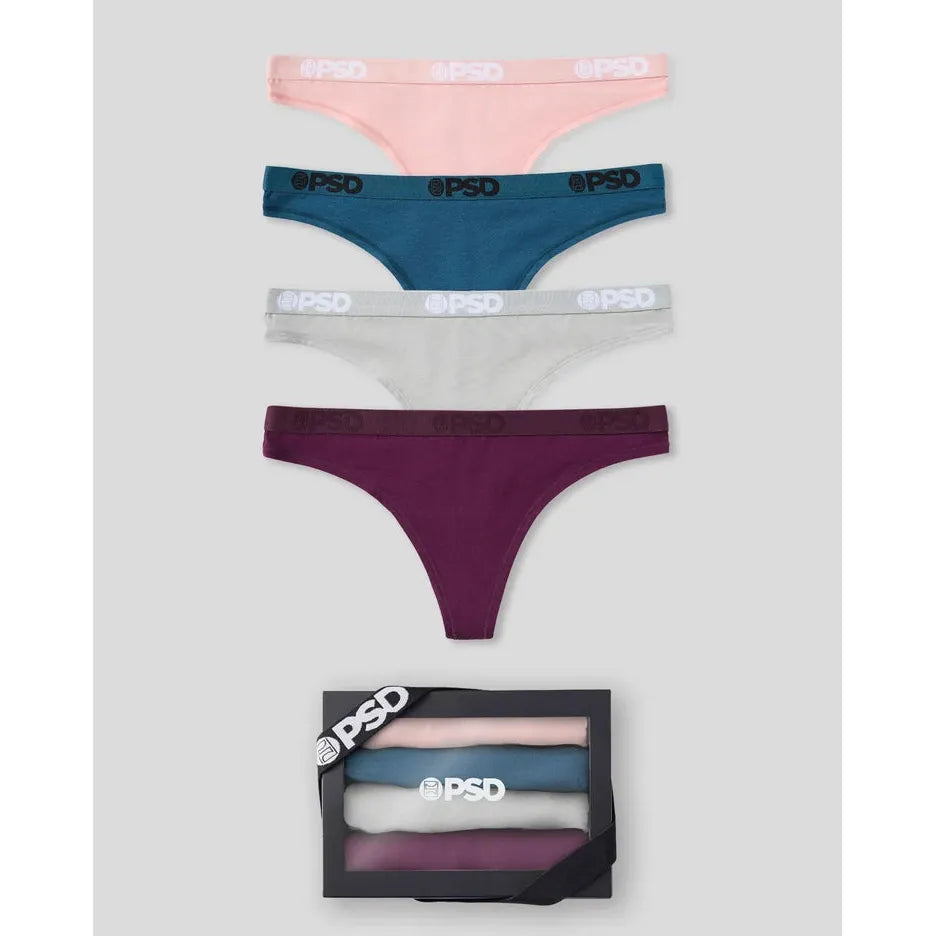 PSD Undergarments Women's Modal 4 Pack Thong - Love Bloom