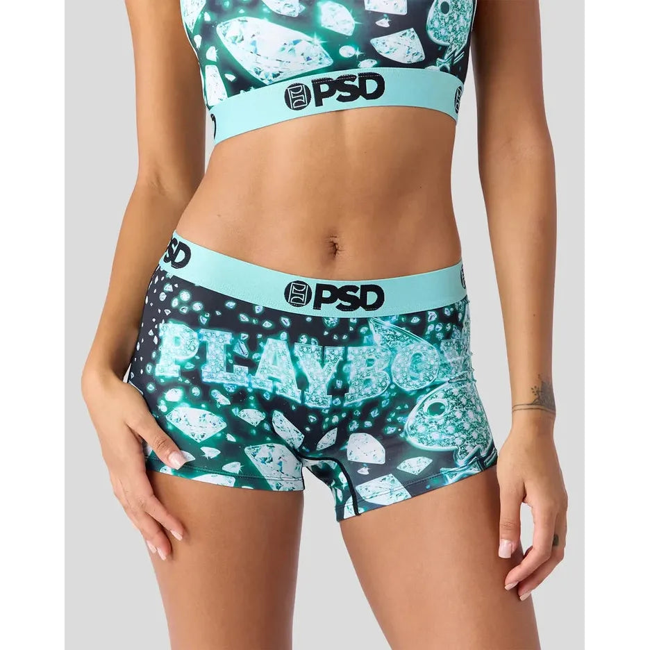 PSD Undergarments Women's Playboy VVS Boy Short - Turquoise/Black/White