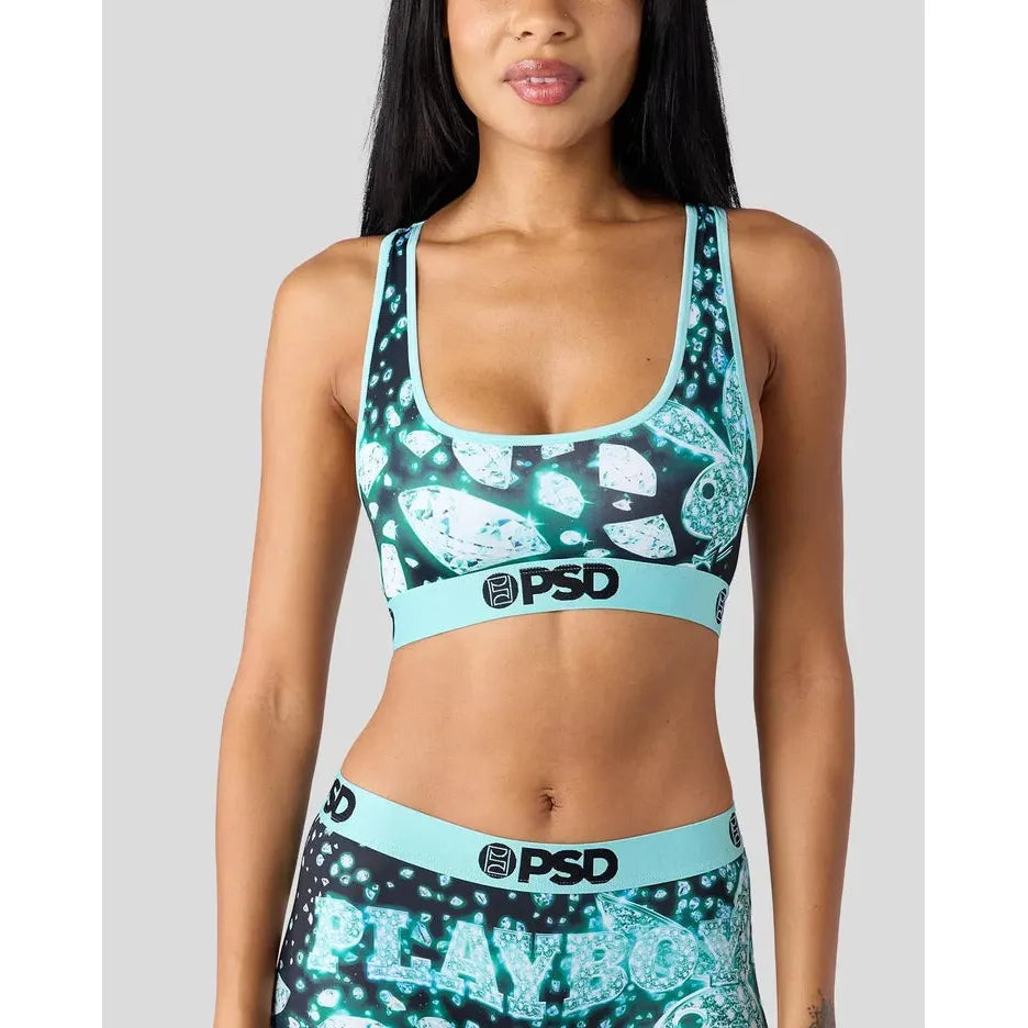 PSD Undergarments Women's Playboy VVS Sports Bra - Turquoise/Black/White