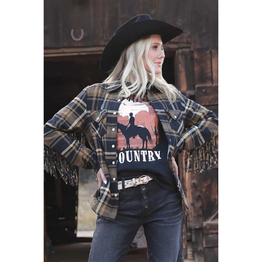 Cruel Women's Long Sleeve Plaid Shirt Jacket - Black