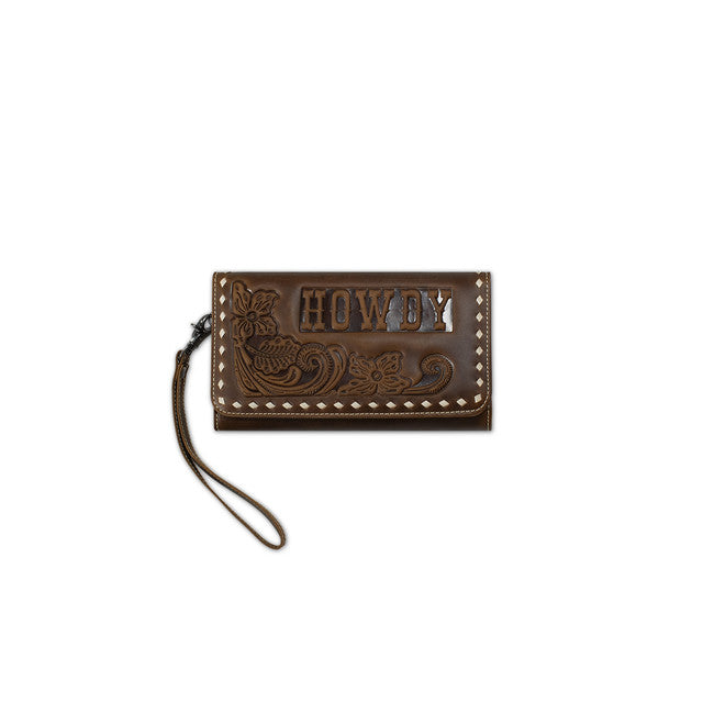 Ariat Women's Margo Leather Wallet- Medium Brown
