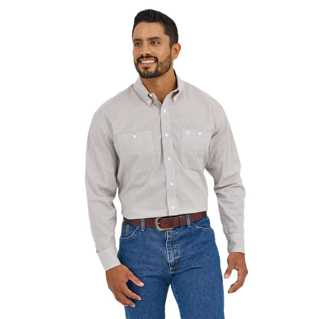 Wrangler Men's George Strait Collection Long Sleeve Shirt - Grey Fence