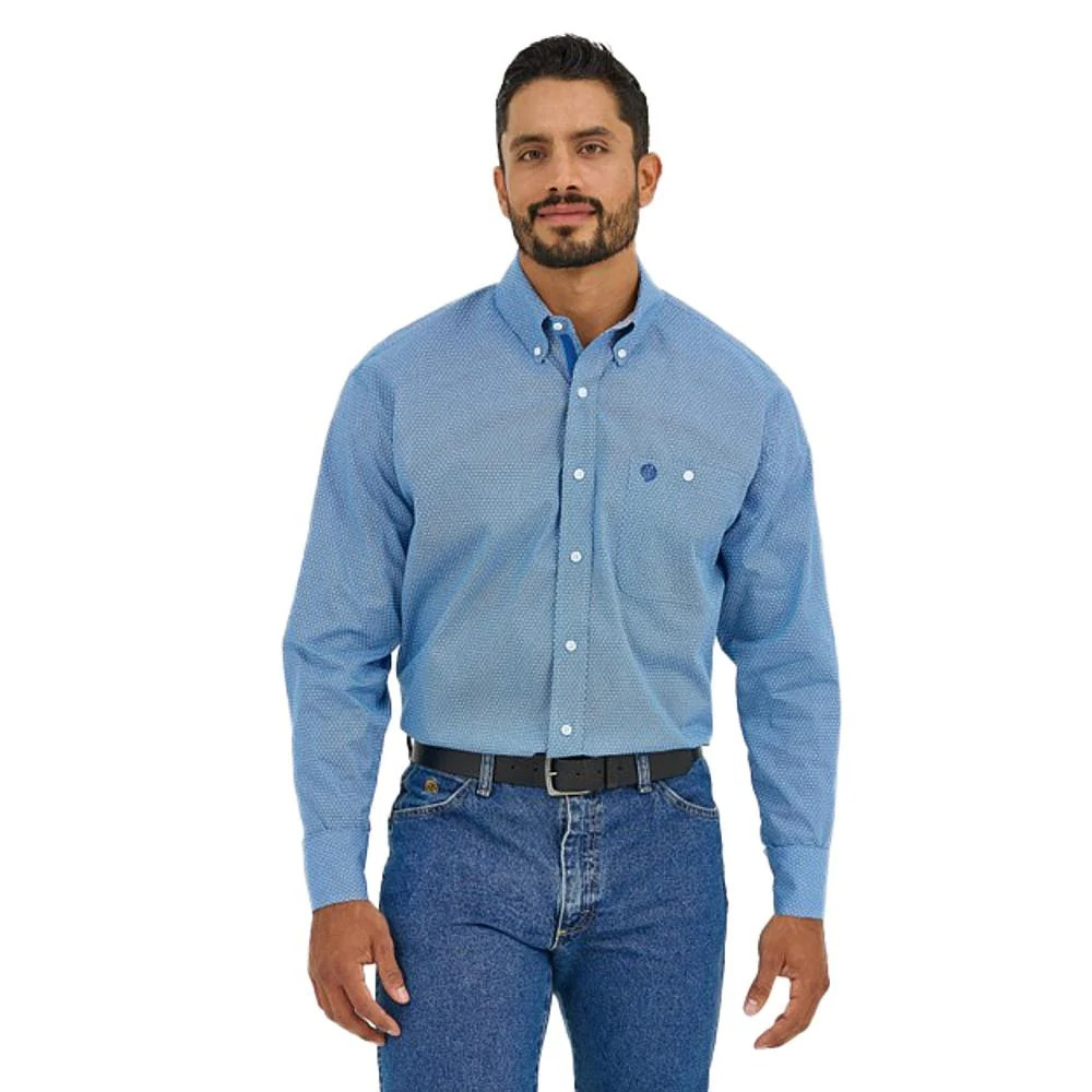 Wrangler Men's George Strait Collection Long Sleeve Shirt - Blue