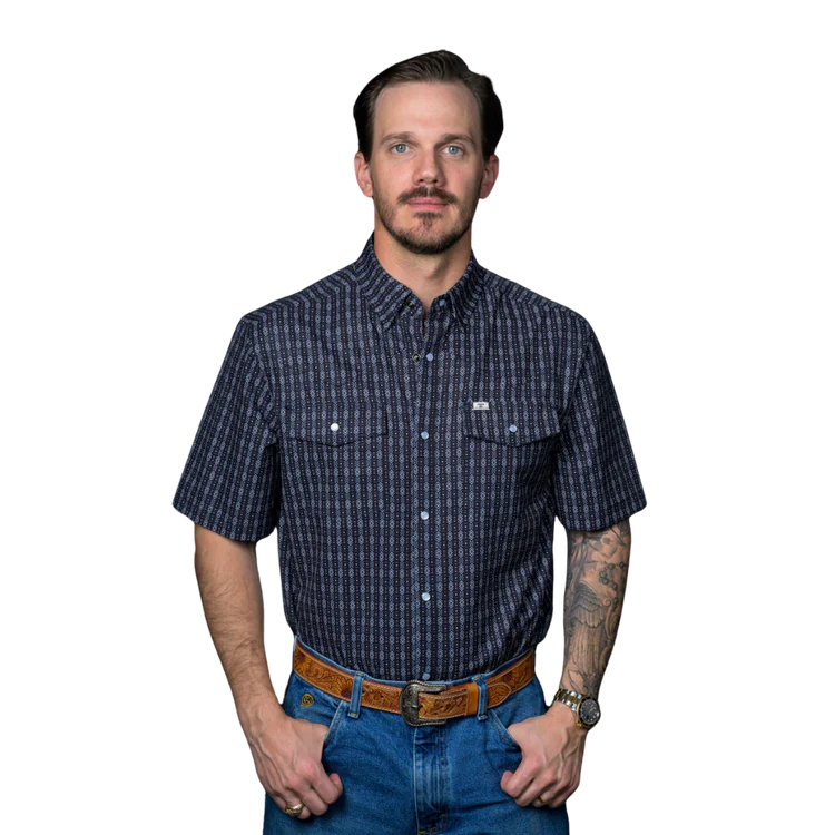 Ferrell Brand Men's Aztec Short Sleeve Snap Shirt - Assorted Colours