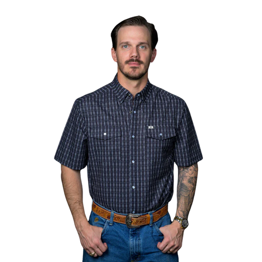 Ferrell Brand Men's Aztec Short Sleeve Snap Shirt - Assorted Colours