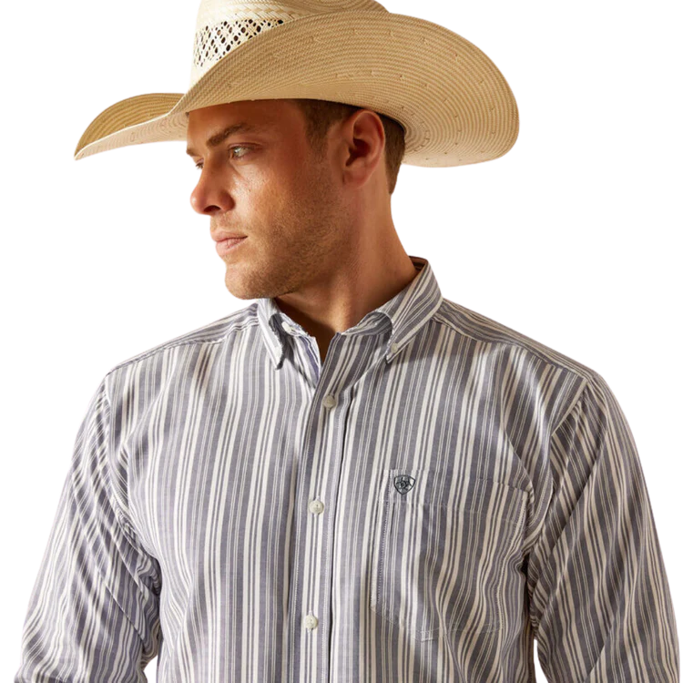 Ariat Men's Pro Series Ross Classic Fit Shirt - Navy Stripes