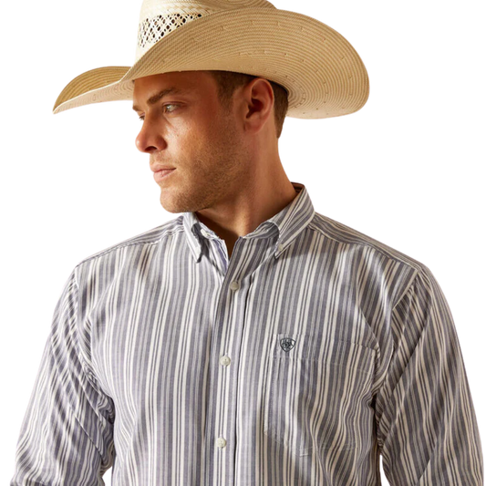 Ariat Men's Pro Series Ross Classic Fit Shirt - Navy Stripes