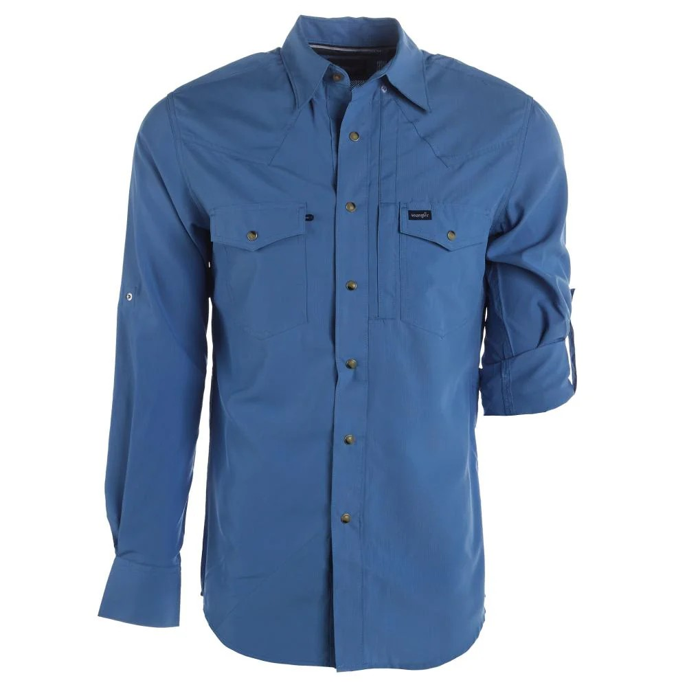 Wrangler Men's Performance Long Sleeve Shirt - Blue