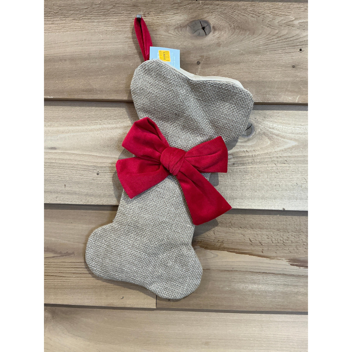 Christmas Stocking 14" Burlap Bone