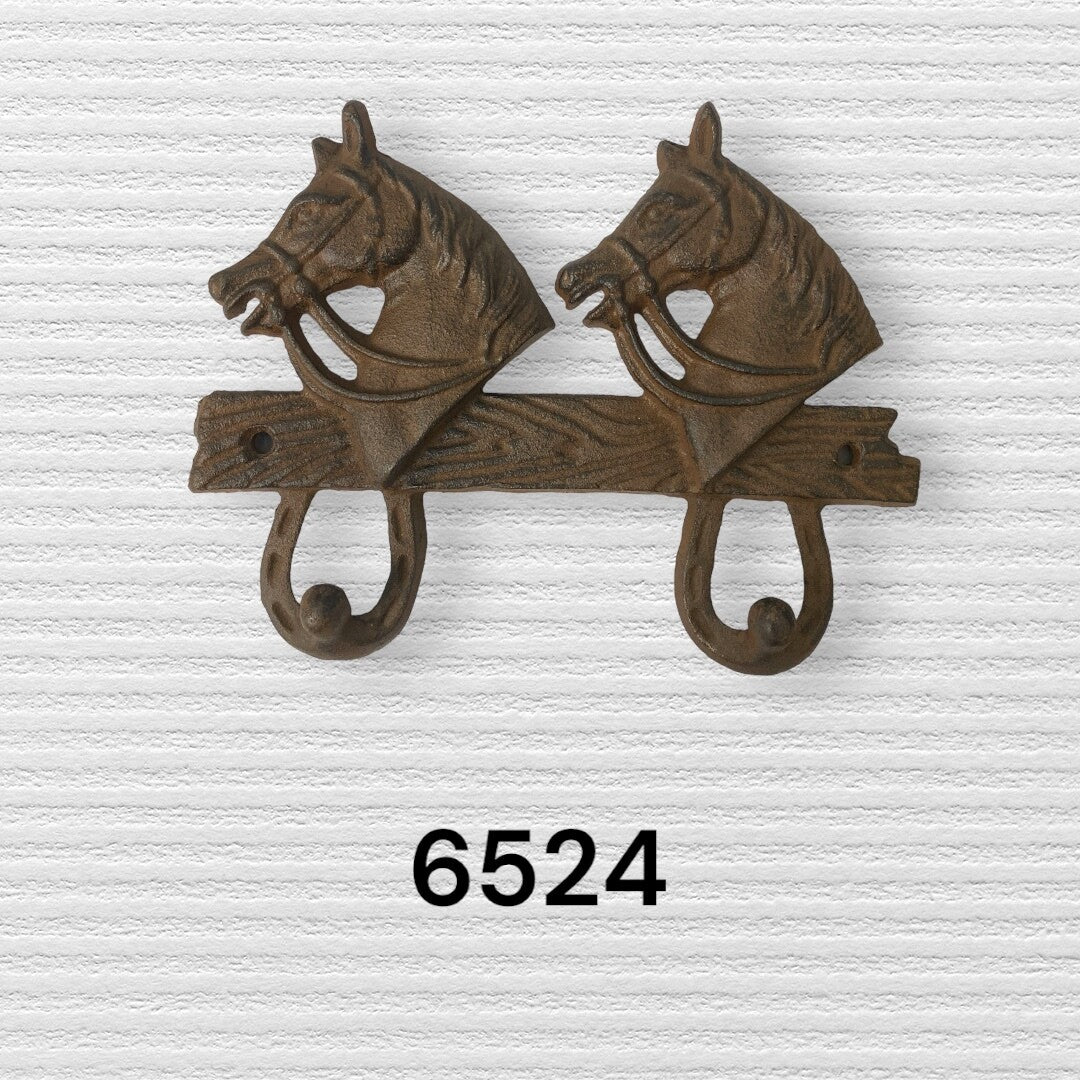 Western Fashion Dual Horse Head Wall Hanger w/2 Hooks