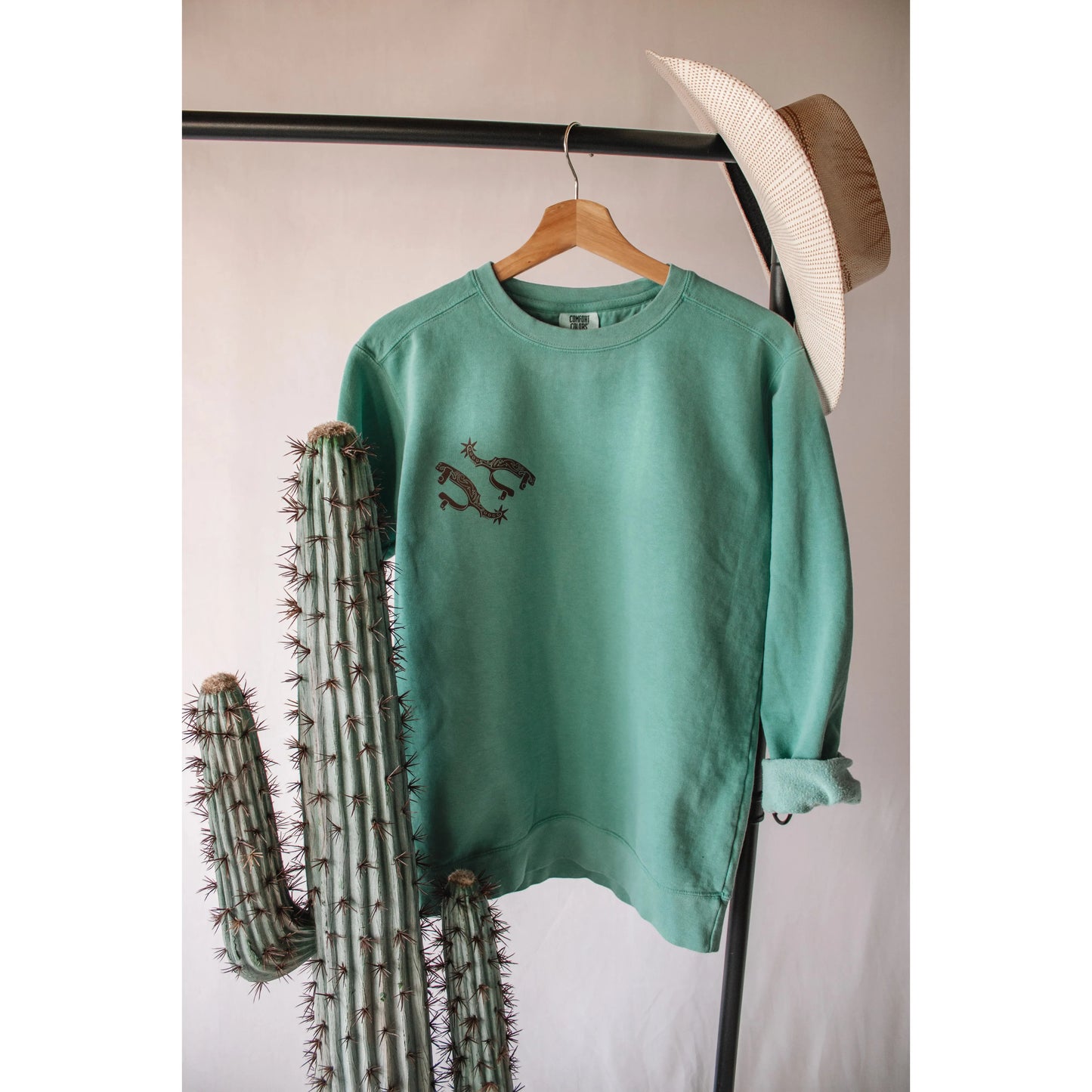 The Branded Roan Spur Em' Crew Neck-Seafoam - Irvine Tack & Western Wear