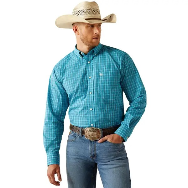 Ariat Men's Long Sleeve Pro Series Journey Classic Fit Shirt- Turquoise